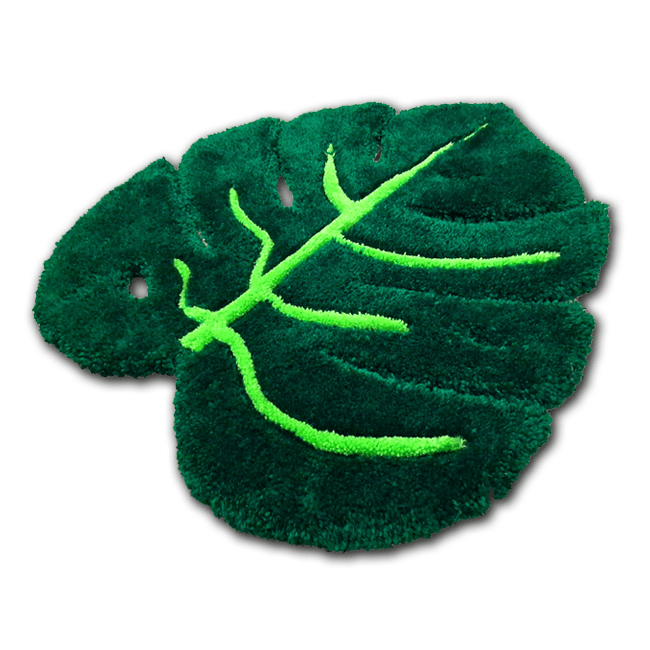 Green Monstera Leaf Rug